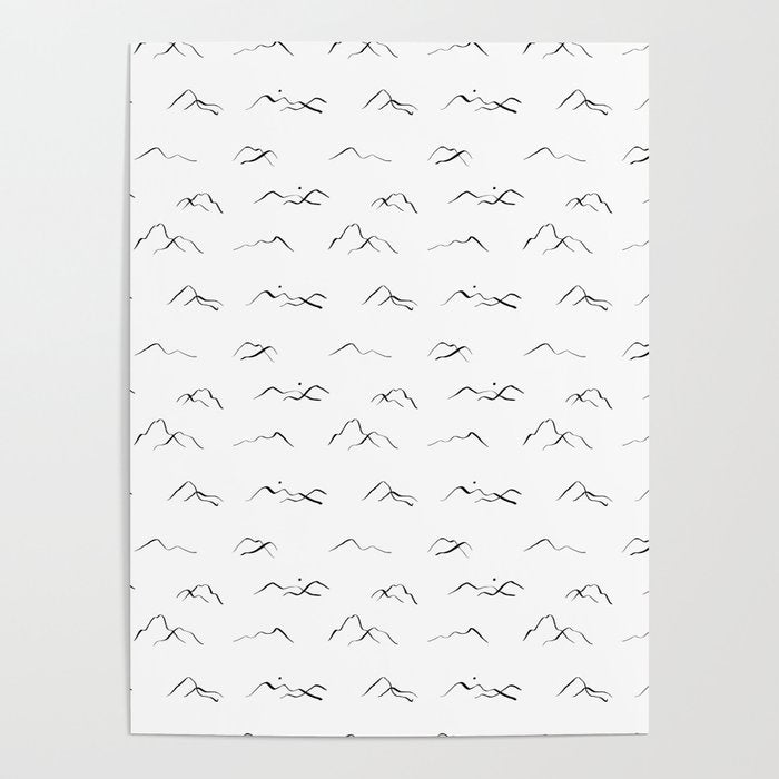 Black and white mountain landscape pattern Poster Gallery Image 4