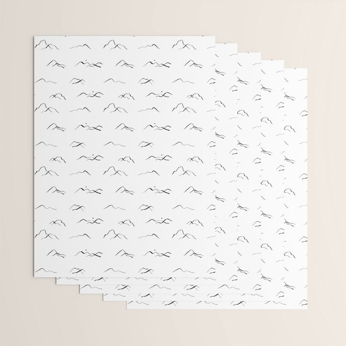 Black and white mountain landscape pattern Wrapping Paper Gallery Image 3