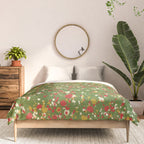 Christmas Spatter Paint in Retro Xmas Red, Cream, Gold, and Olive Green Comforter Gallery Image 3