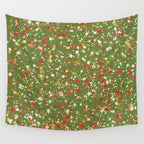 Christmas Spatter Paint in Retro Xmas Red, Cream, Gold, and Olive Green Wall Tapestry Gallery Image 4