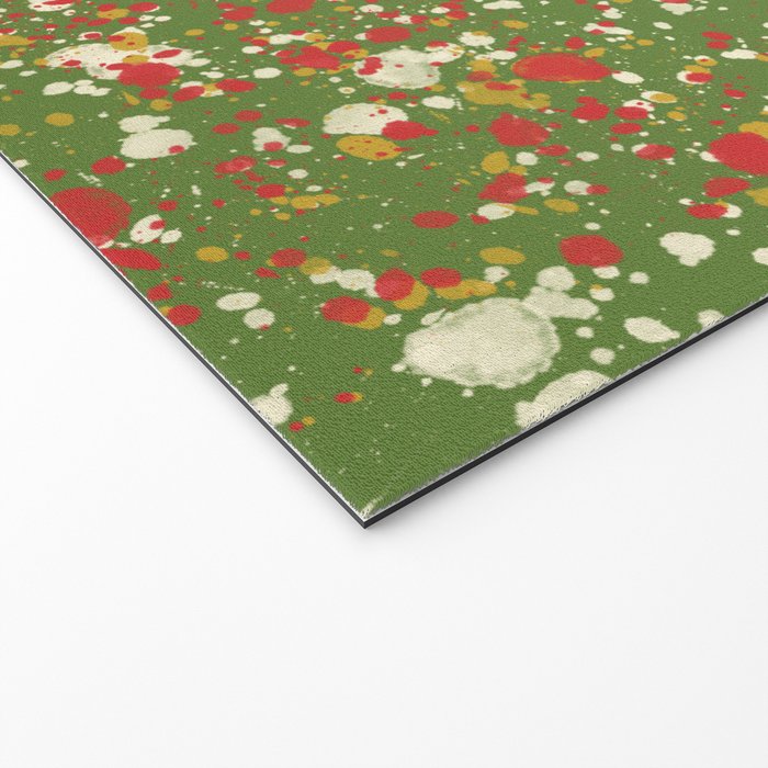 Christmas Spatter Paint in Retro Xmas Red, Cream, Gold, and Olive Green Welcome Mat Gallery Image 2