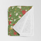 Christmas Spatter Paint in Retro Xmas Red, Cream, Gold, and Olive Green Throw Blanket Gallery Image 3