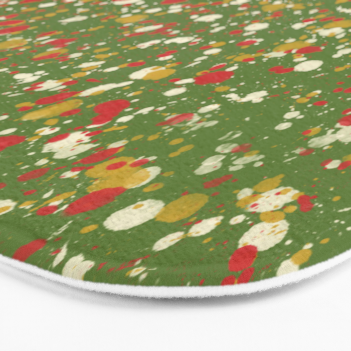 Christmas Spatter Paint in Retro Xmas Red, Cream, Gold, and Olive Green Bath Mat Gallery Image 3