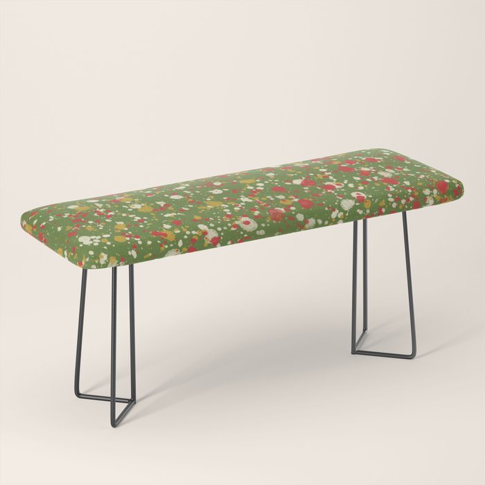 Christmas Spatter Paint in Retro Xmas Red, Cream, Gold, and Olive Green Bench Gallery Image 1