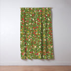 Christmas Spatter Paint in Retro Xmas Red, Cream, Gold, and Olive Green Window Curtain Gallery Image 3
