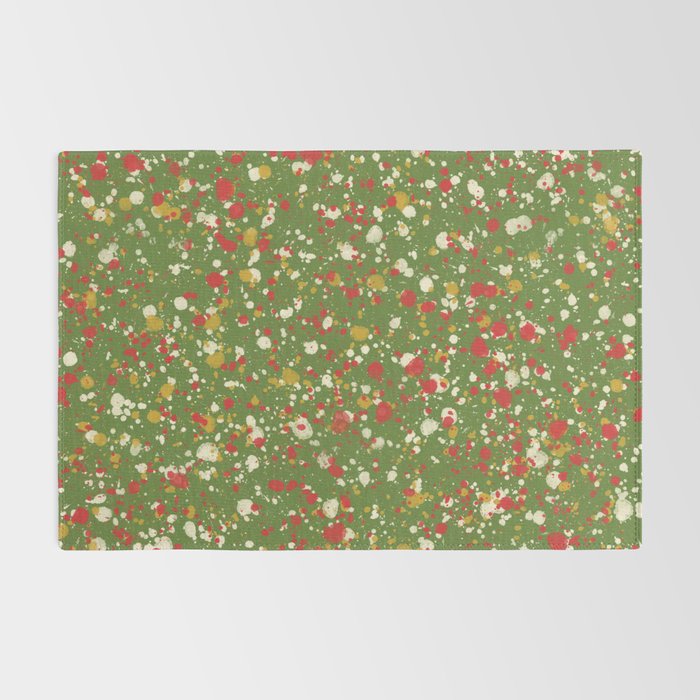 Christmas Spatter Paint in Retro Xmas Red, Cream, Gold, and Olive Green Rug Gallery Image 2