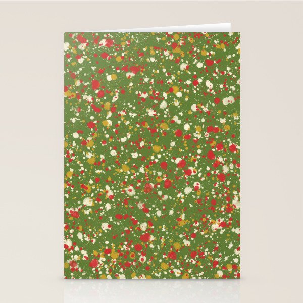 Christmas Spatter Paint in Retro Xmas Red, Cream, Gold, and Olive Green Stationery Card Gallery Image 2