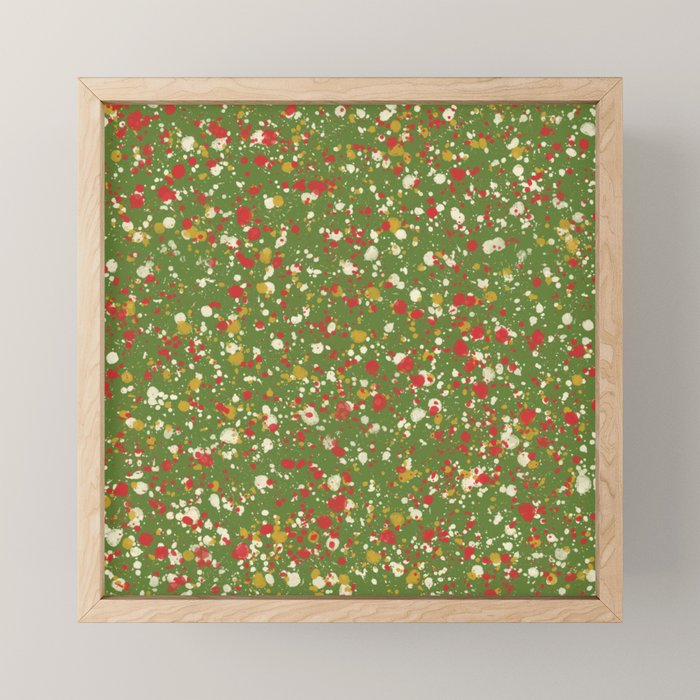 Christmas Spatter Paint in Retro Xmas Red, Cream, Gold, and Olive Green Mini Art Print Gallery Image 1
