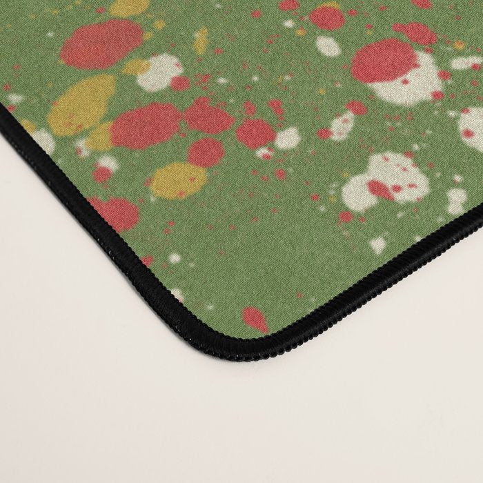 Christmas Spatter Paint in Retro Xmas Red, Cream, Gold, and Olive Green Desk Mat Gallery Image 4