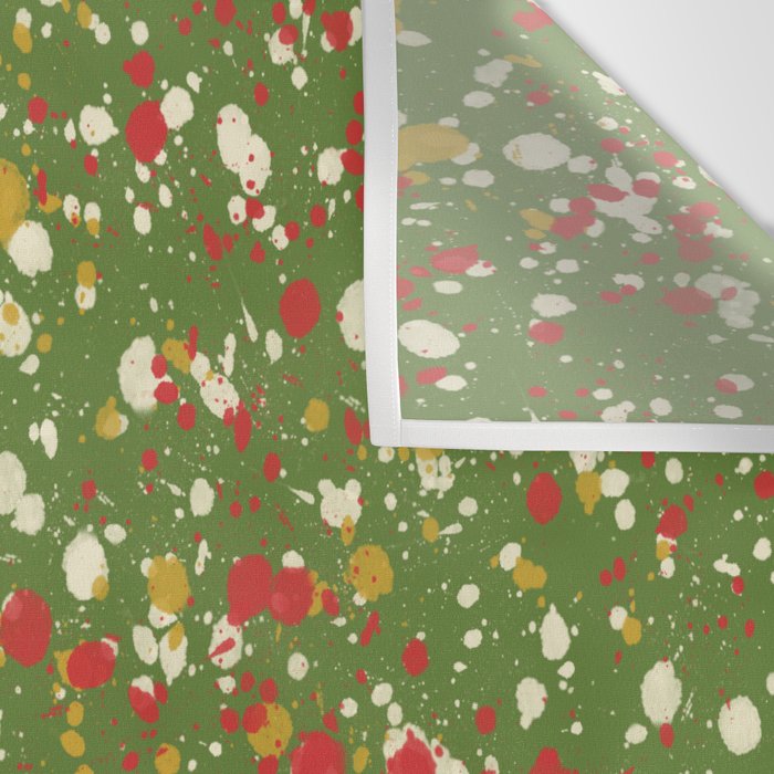 Christmas Spatter Paint in Retro Xmas Red, Cream, Gold, and Olive Green Wall Tapestry Gallery Image 3