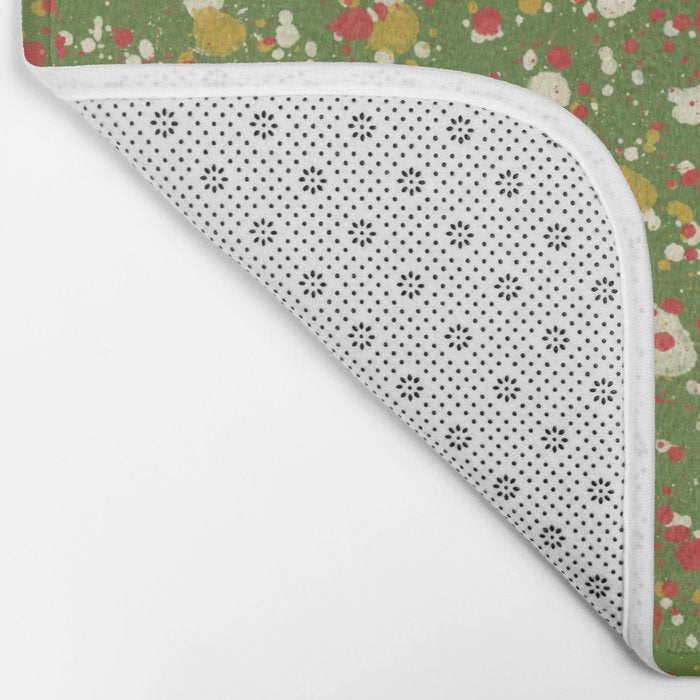 Christmas Spatter Paint in Retro Xmas Red, Cream, Gold, and Olive Green Bath Mat Gallery Image 2
