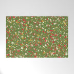 Christmas Spatter Paint in Retro Xmas Red, Cream, Gold, and Olive Green Welcome Mat Gallery Image 1