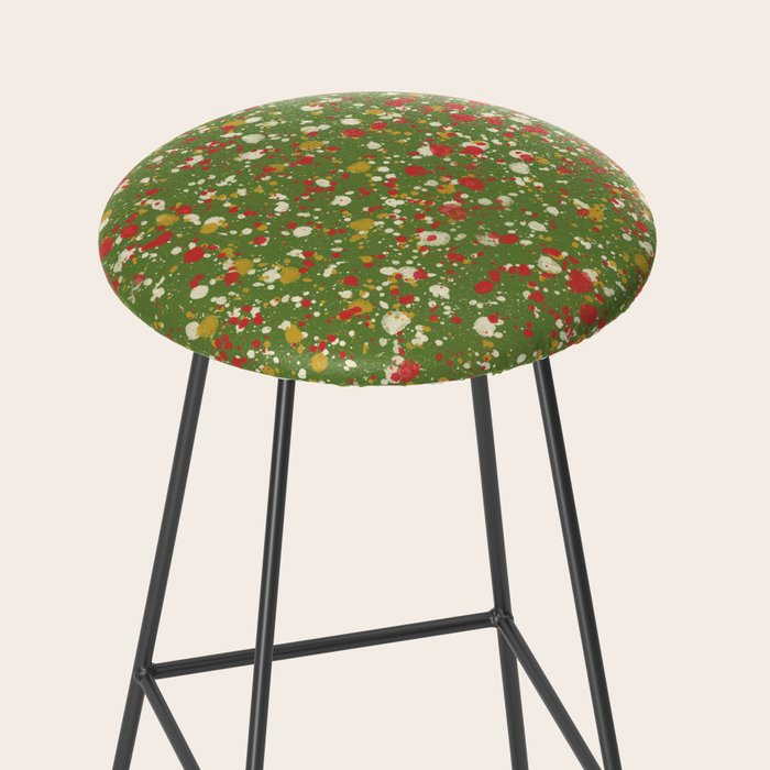 Christmas Spatter Paint in Retro Xmas Red, Cream, Gold, and Olive Green Stool Gallery Image 2