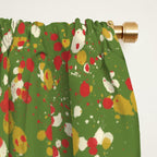 Christmas Spatter Paint in Retro Xmas Red, Cream, Gold, and Olive Green Window Curtain Gallery Image 2