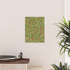 Christmas Spatter Paint in Retro Xmas Red, Cream, Gold, and Olive Green Poster Gallery Image 2