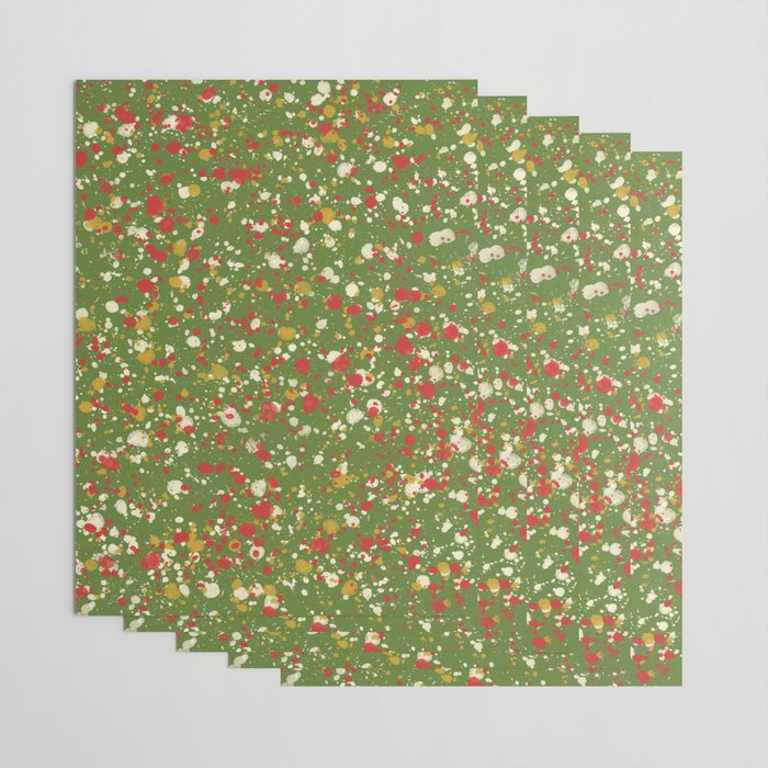 Christmas Spatter Paint in Retro Xmas Red, Cream, Gold, and Olive Green Wrapping Paper Gallery Image 3