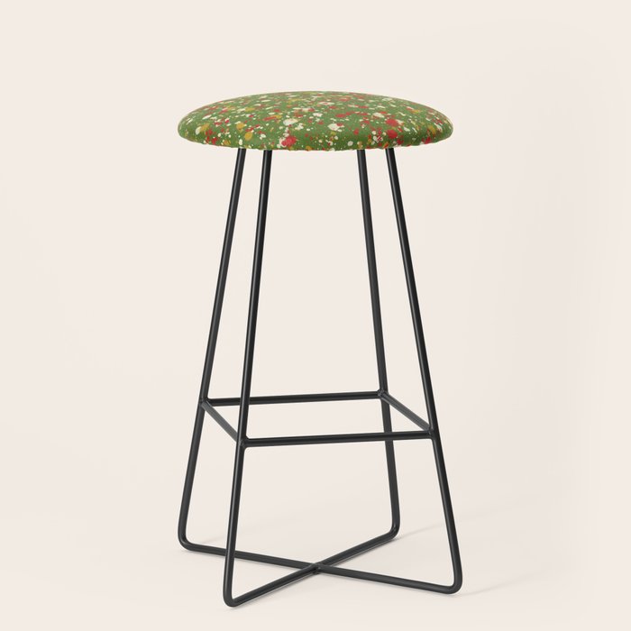 Christmas Spatter Paint in Retro Xmas Red, Cream, Gold, and Olive Green Stool Gallery Image 1