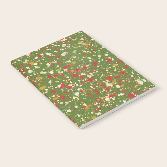 Christmas Spatter Paint in Retro Xmas Red, Cream, Gold, and Olive Green Notebook Gallery Image 2