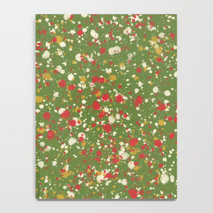 Christmas Spatter Paint in Retro Xmas Red, Cream, Gold, and Olive Green Notebook Gallery Image 4