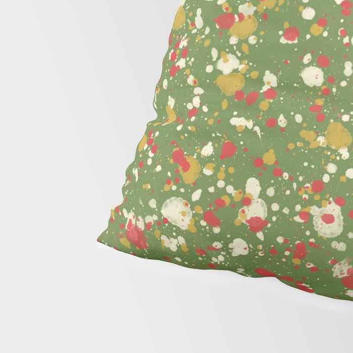 Christmas Spatter Paint in Retro Xmas Red, Cream, Gold, and Olive Green Pillow Sham Gallery Image 4