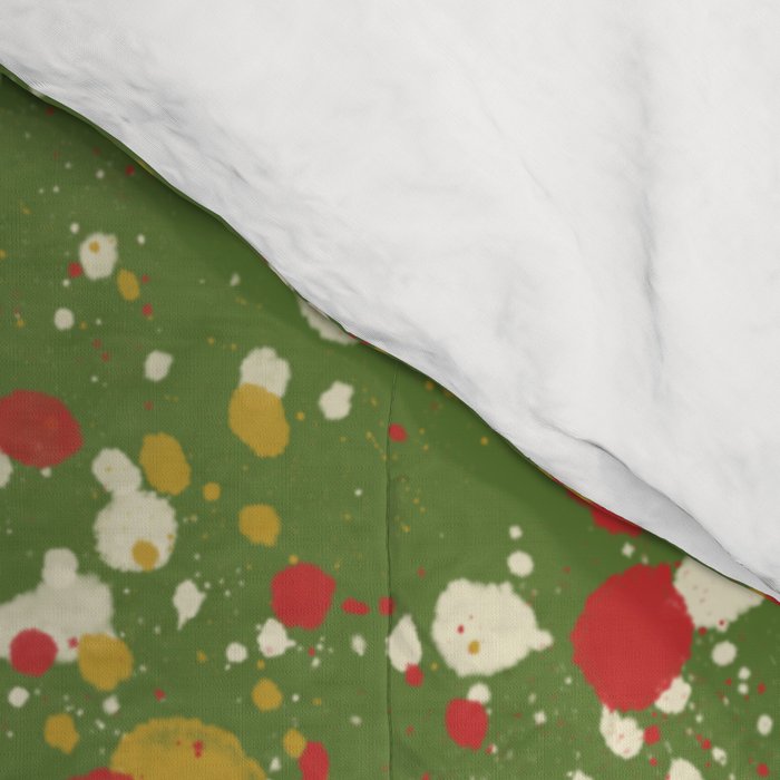 Christmas Spatter Paint in Retro Xmas Red, Cream, Gold, and Olive Green Comforter Gallery Image 4
