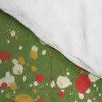 Christmas Spatter Paint in Retro Xmas Red, Cream, Gold, and Olive Green Comforter Gallery Image 4