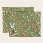 Christmas Spatter Paint in Retro Xmas Red, Cream, Gold, and Olive Green Placemat Gallery Image 1