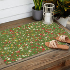 Christmas Spatter Paint in Retro Xmas Red, Cream, Gold, and Olive Green Outdoor Rug Gallery Image 2