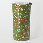 Christmas Spatter Paint in Retro Xmas Red, Cream, Gold, and Olive Green Travel Mug Gallery Image 2