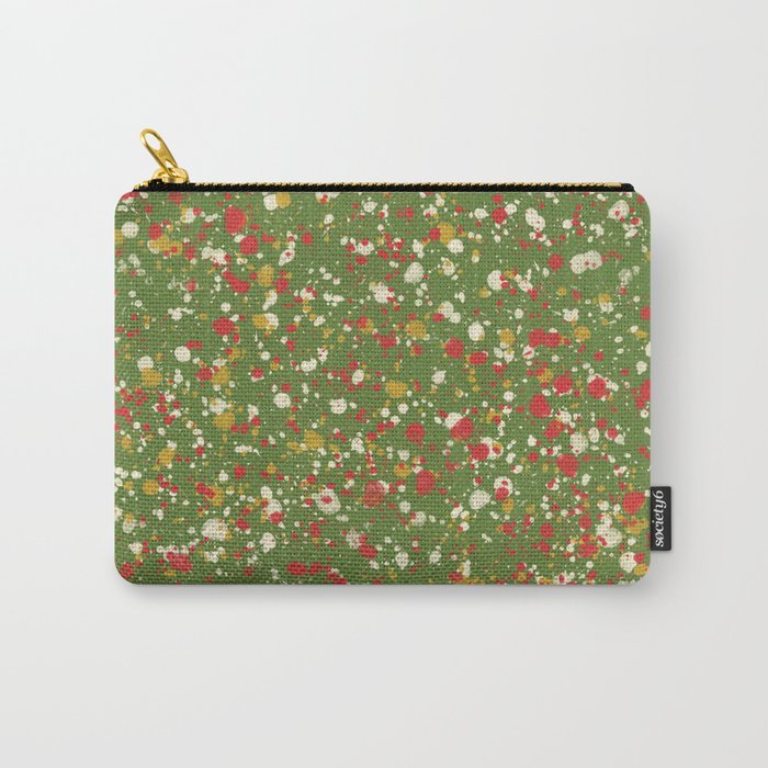 Christmas Spatter Paint in Retro Xmas Red, Cream, Gold, and Olive Green Carry All Pouch Gallery Image 1