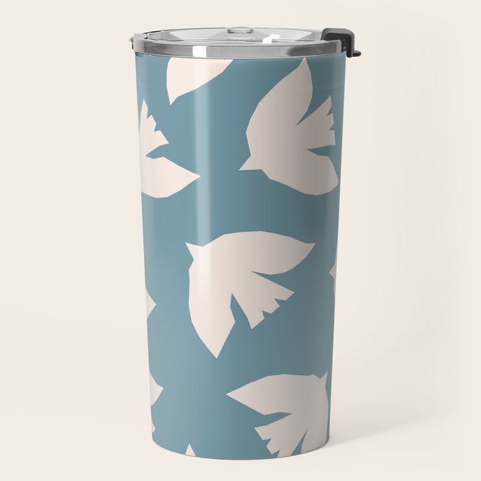 Henri Matisse Inspired Flying Doves Bird Pattern Travel Mug Gallery Image 2