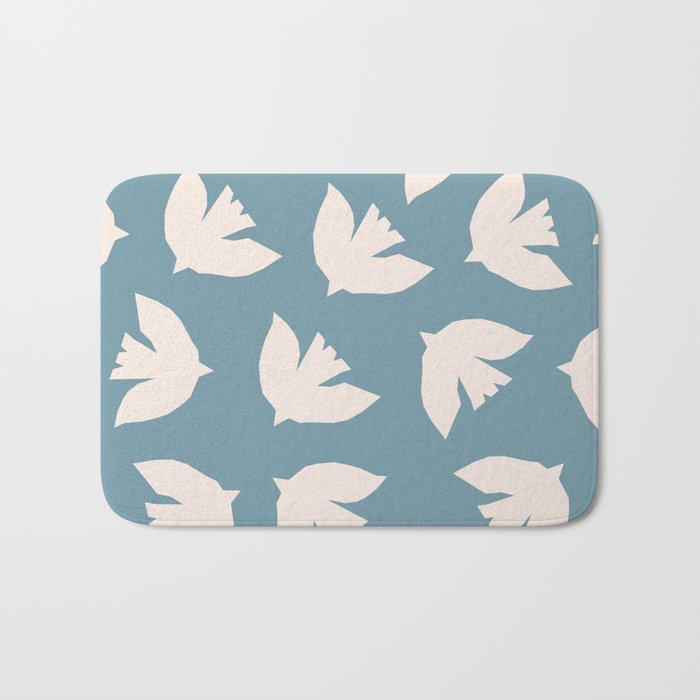 Henri Matisse Inspired Flying Doves Bird Pattern Bath Mat Gallery Image 1