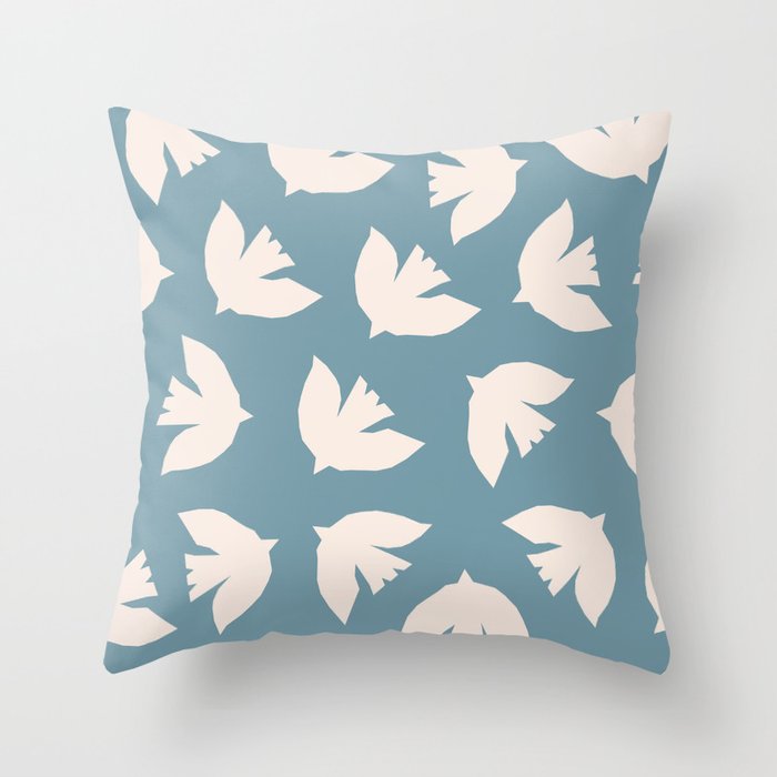 Henri Matisse Inspired Flying Doves Bird Pattern Throw Pillow Gallery Image 6