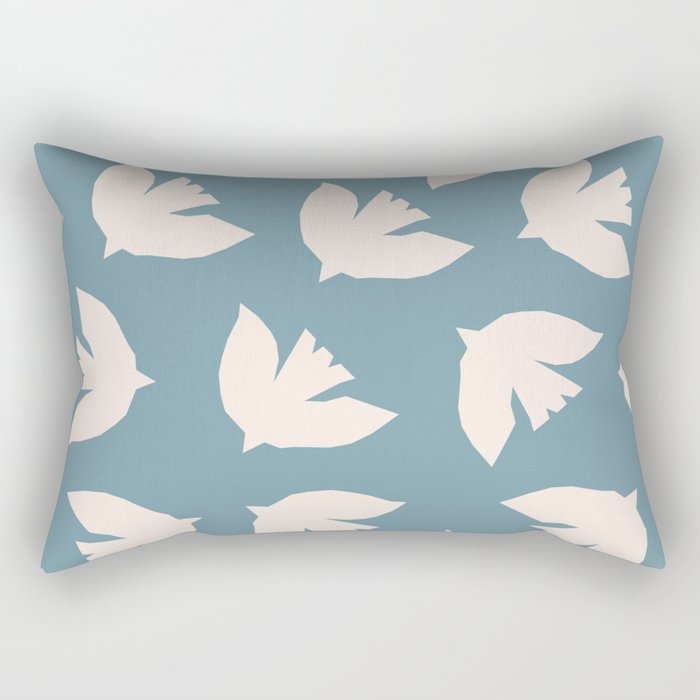 Henri Matisse Inspired Flying Doves Bird Pattern Rectangular Pillow Gallery Image 1