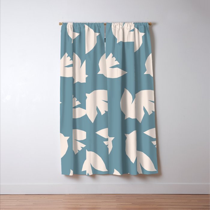 Henri Matisse Inspired Flying Doves Bird Pattern Window Curtain Gallery Image 3