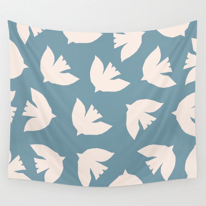Henri Matisse Inspired Flying Doves Bird Pattern Wall Tapestry Gallery Image 1