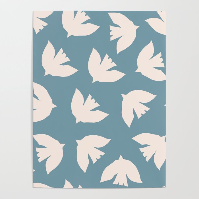 Henri Matisse Inspired Flying Doves Bird Pattern Poster Gallery Image 1