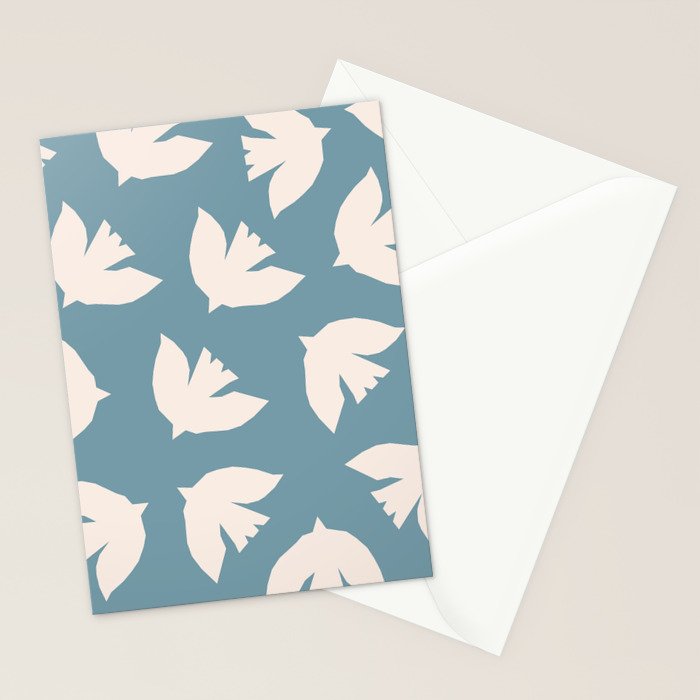 Henri Matisse Inspired Flying Doves Bird Pattern Stationery Card Gallery Image 2