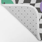 Colorful retro checkered happy face pattern Bath Mat Gallery Image 2