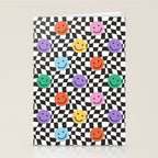 Colorful retro checkered happy face pattern Stationery Card Gallery Image 2