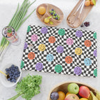 Colorful retro checkered happy face pattern Cutting Board Gallery Image 2