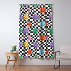 Colorful retro checkered happy face pattern Window Curtain Gallery Image 5