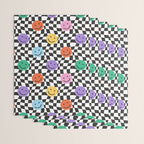 Colorful retro checkered happy face pattern Wrapping Paper Gallery Image 3