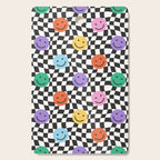 Colorful retro checkered happy face pattern Cutting Board Gallery Image 1
