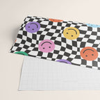 Colorful retro checkered happy face pattern Wrapping Paper Gallery Image 2