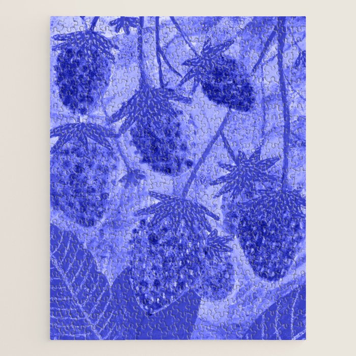 Strawberry Garden in Botanical Blue Jigsaw Puzzle Gallery Image 1