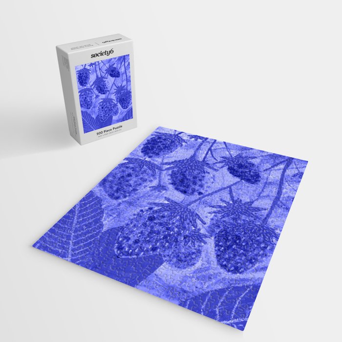 Strawberry Garden in Botanical Blue Jigsaw Puzzle Gallery Image 2
