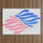 Blue & Pink Leaves: Matisse Series 01 Outdoor Rug Gallery Image 1