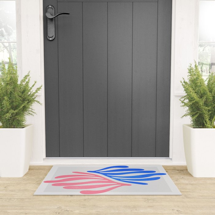 Blue & Pink Leaves: Matisse Series 01 Welcome Mat Gallery Image 3