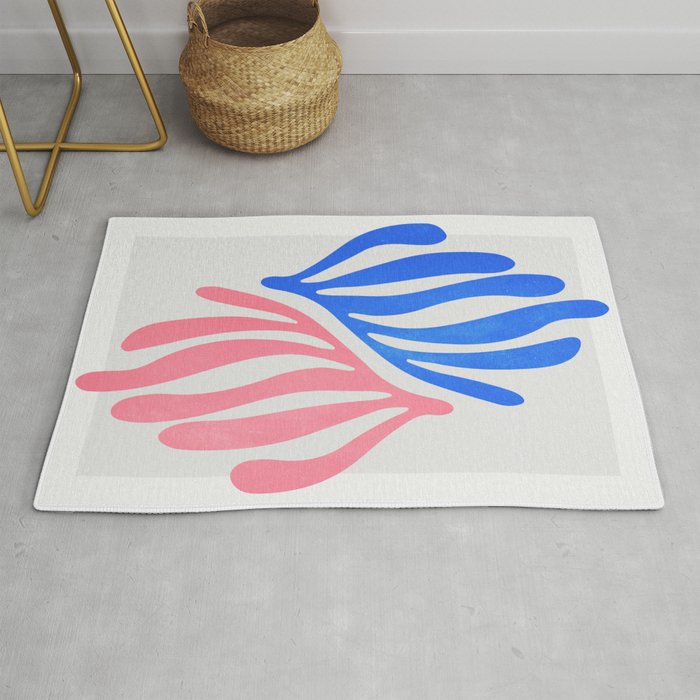 Blue & Pink Leaves: Matisse Series 01 Rug Gallery Image 1